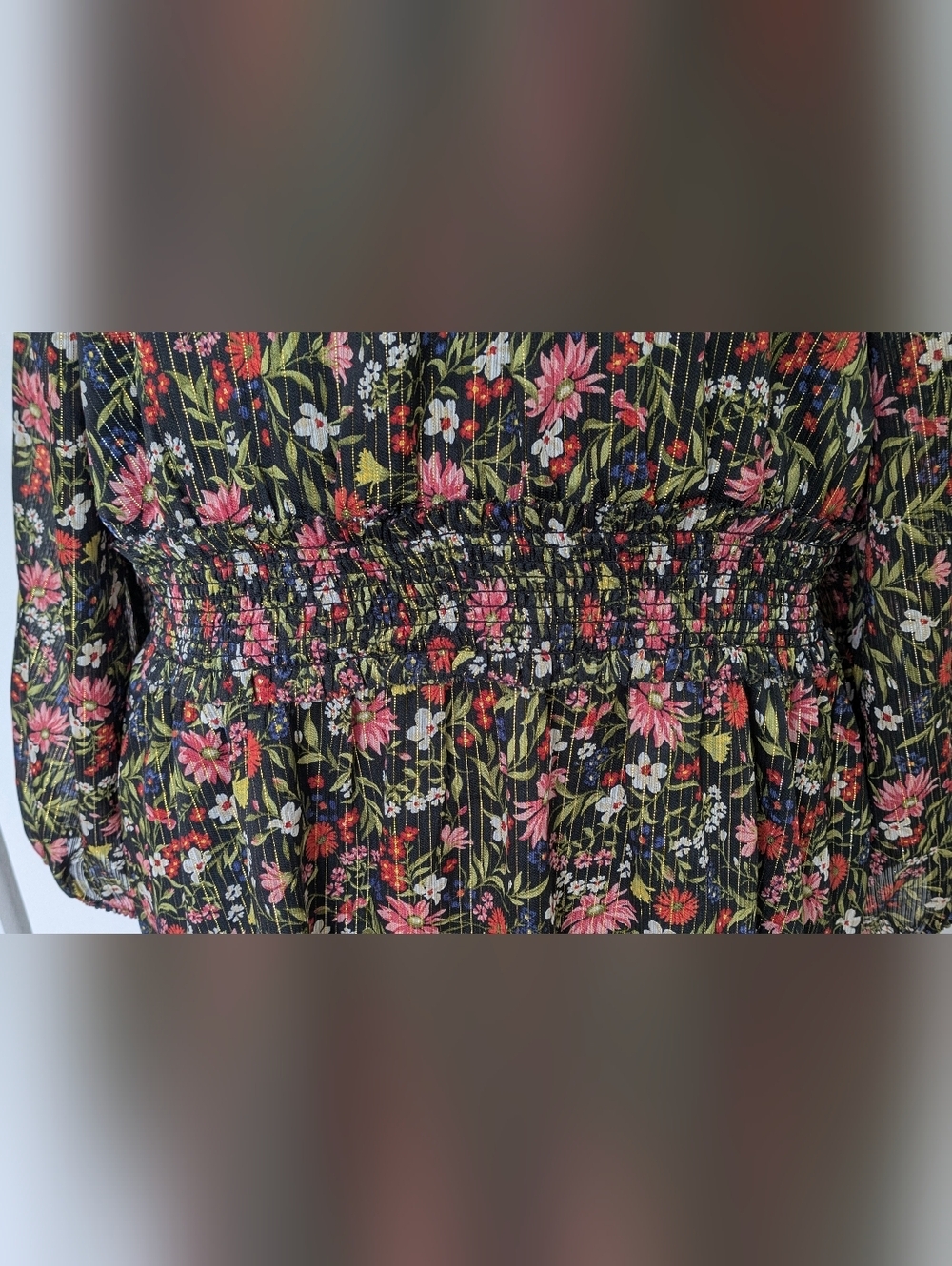 Old Navy Waist-Defined Floral Shine Boho Tie Neck Ruffled Mini Dress Sz XXL Euc - Picture 6 of 14